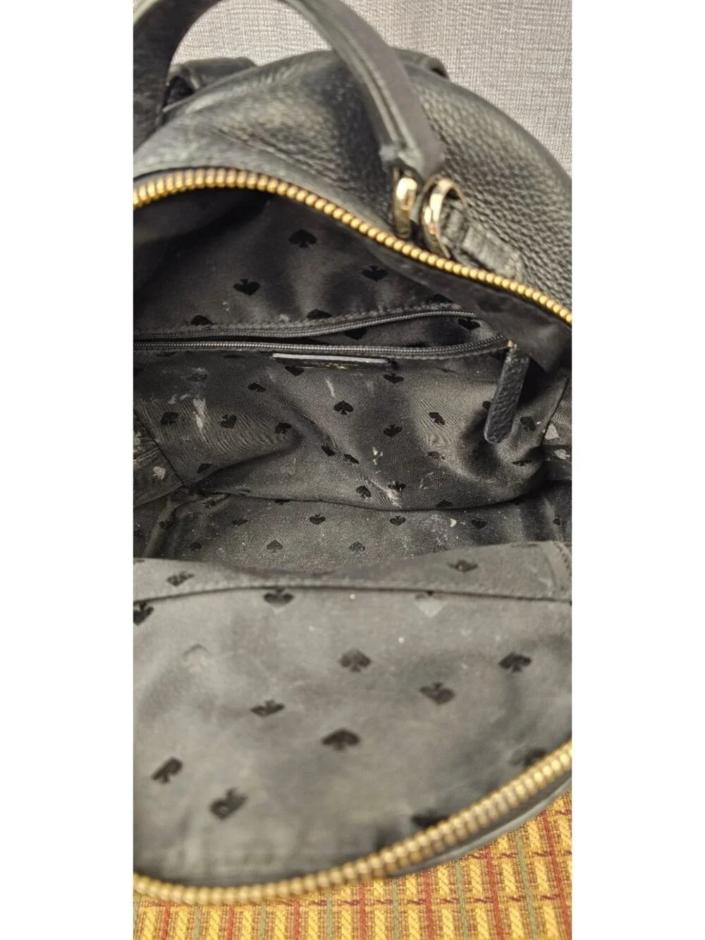 Kate Spade Pebbled Leather Mini Backpack Black Gold Hardware Adjustable Straps